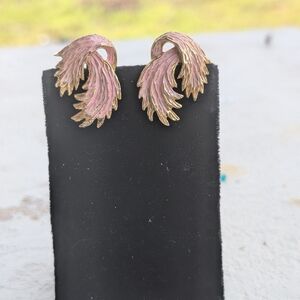 Elegant Pink and Gold Leaf Earrings